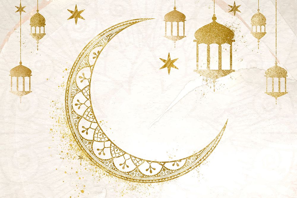 Ramadan aesthetic moon background design vector