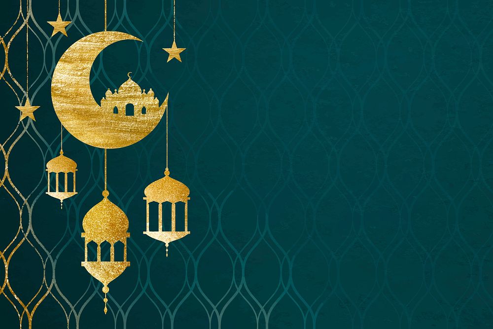 Ramadan moon frame, festive background design vector