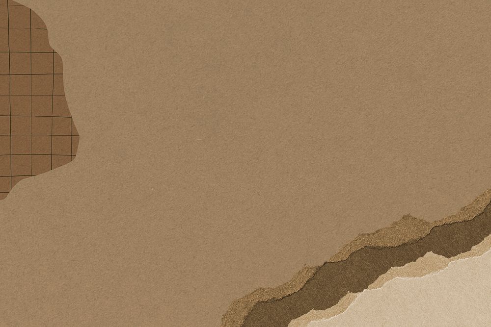 Brown ripped paper border background design psd