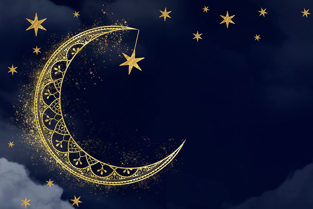Ramadan aesthetic frame, moon background design psd