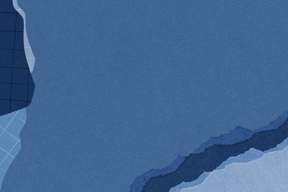 Blue ripped paper border background design psd
