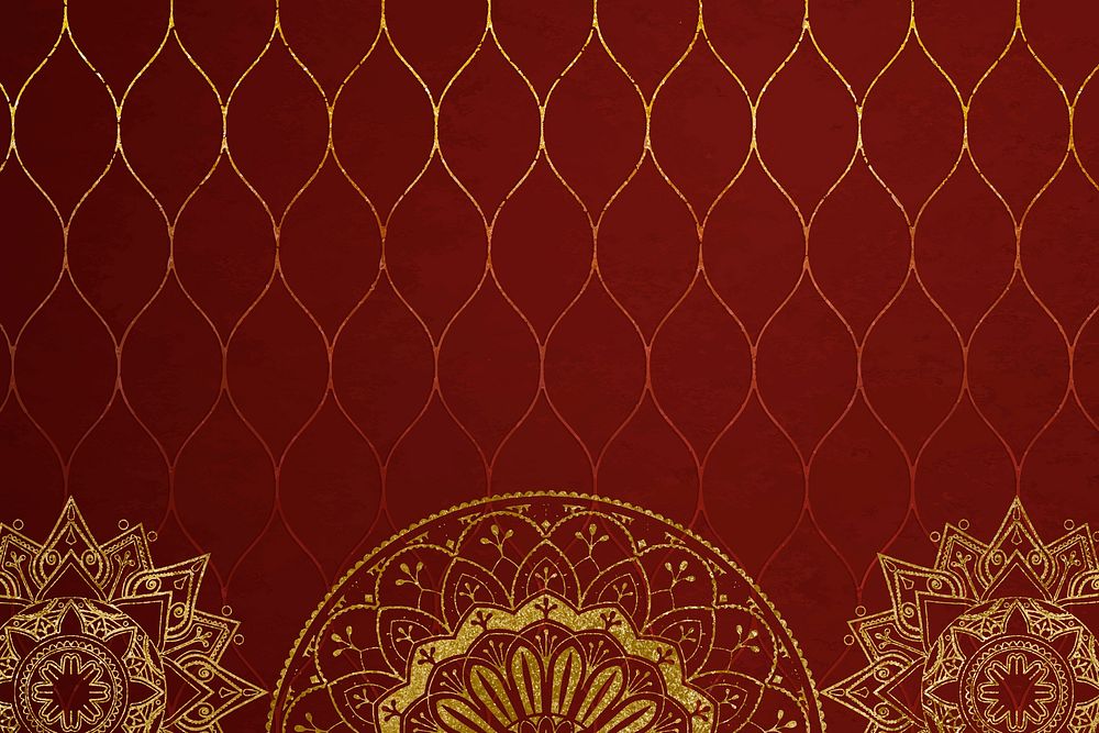 Gold Ramadan border, mandala background design vector
