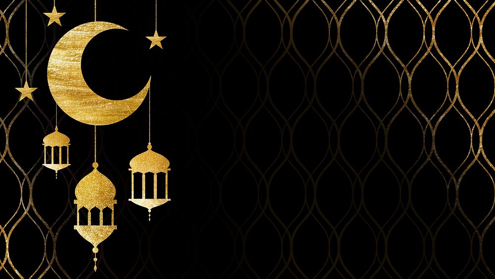 Gold Ramadan lanterns hd wallpaper design