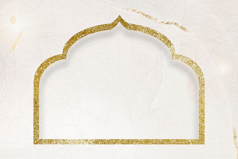 Gold Ramadan frame, mosque door design psd