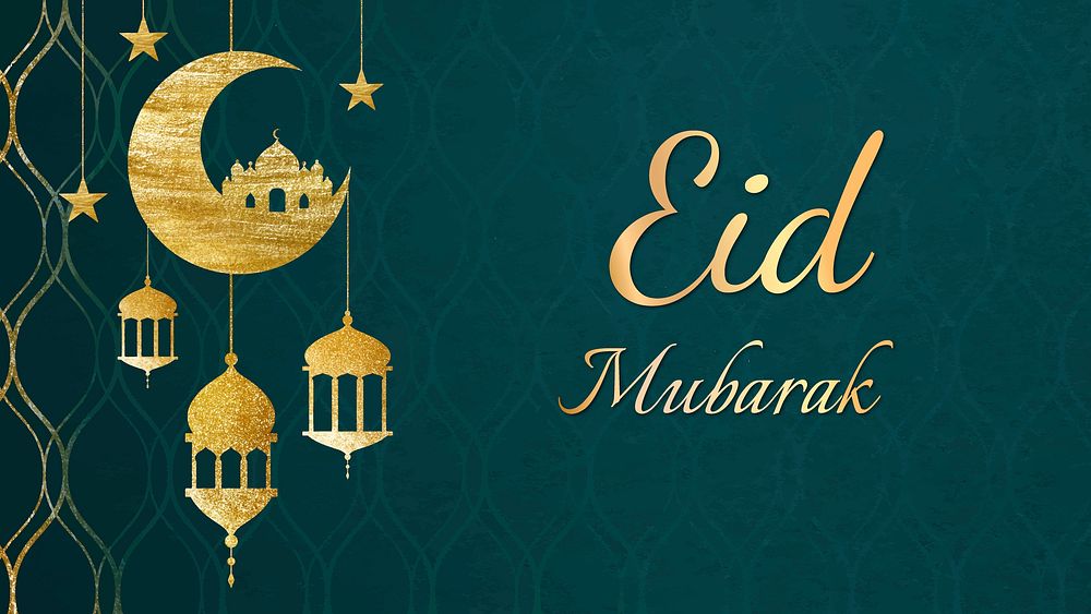 Eid Mubarak presentation template, Islamic design, vector