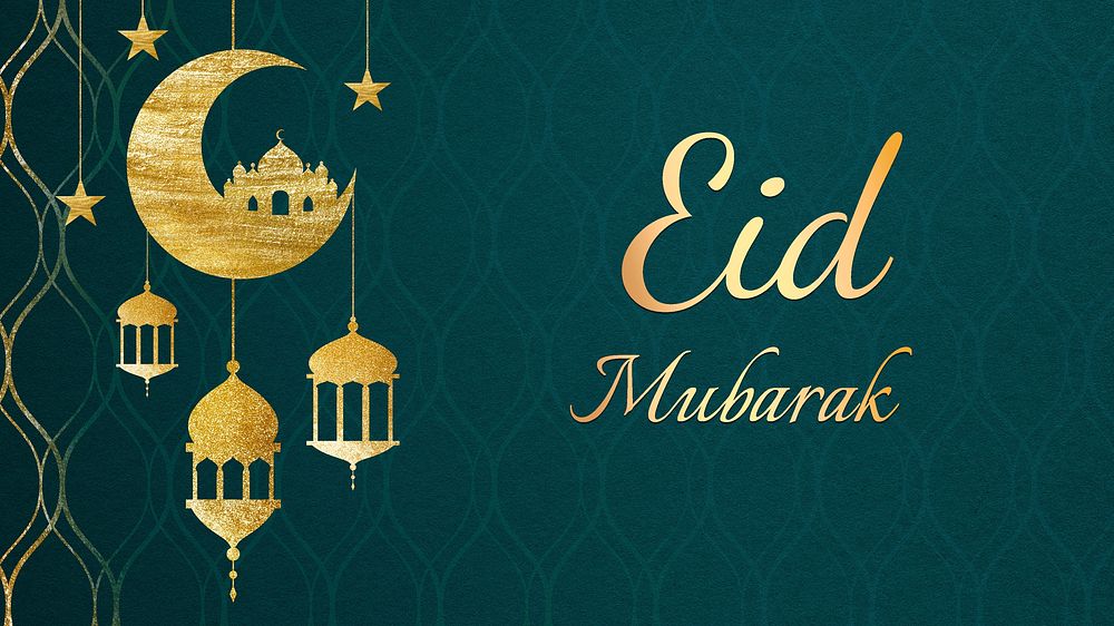 Eid Mubarak presentation template, Islamic design, psd