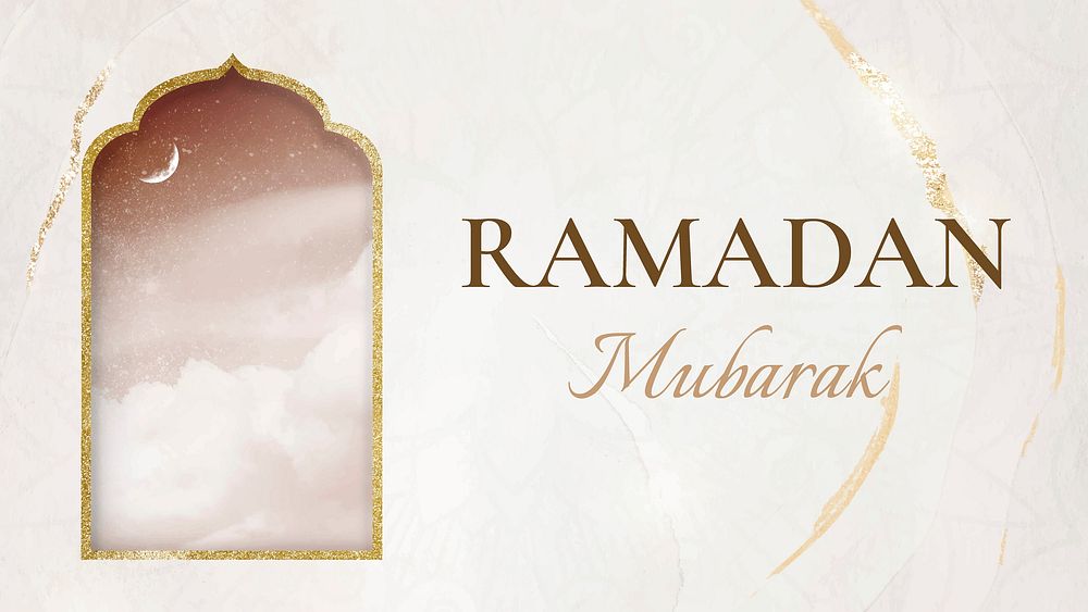 Ramadan Mubarak desktop wallpaper template, festive design, vector