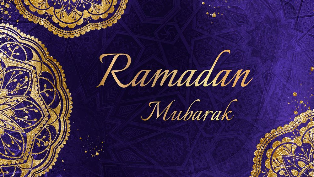 Ramadan Mubarak desktop wallpaper template, festive design, vector