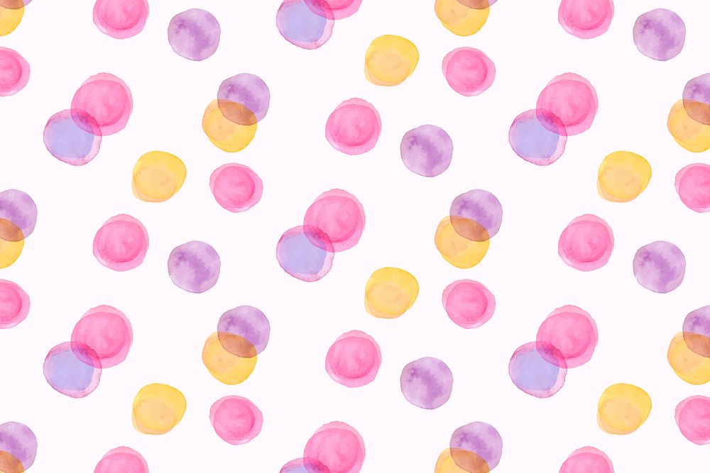 Aesthetic watercolor background, polka dots design