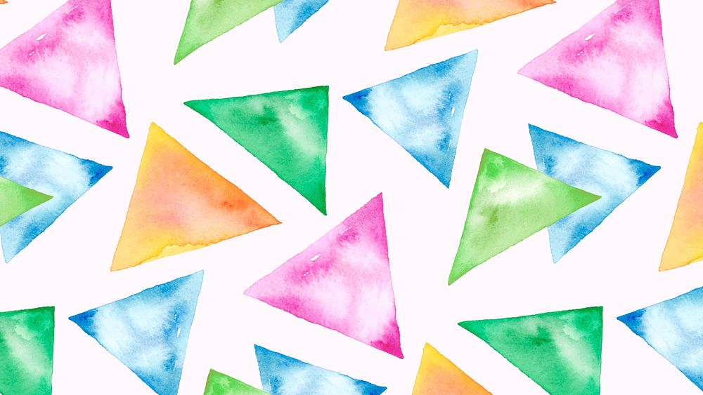 Watercolor desktop wallpaper, triangle bright design
