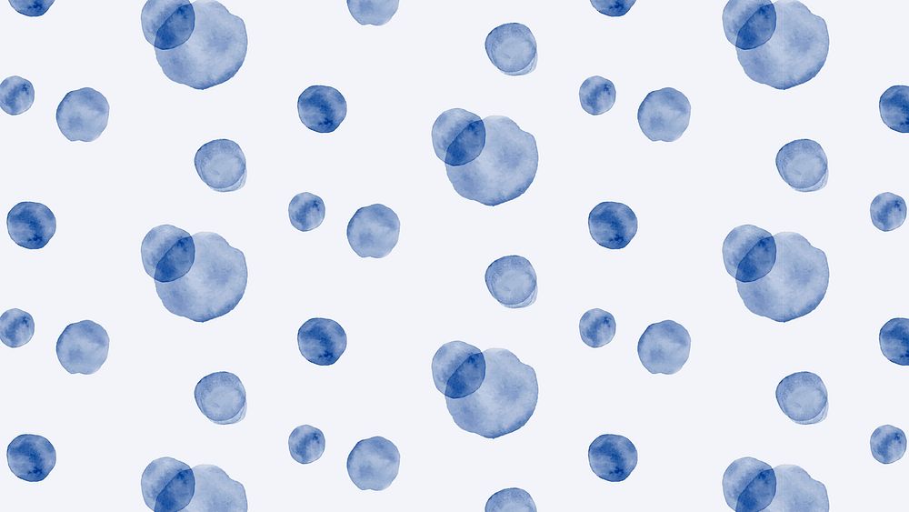 Aesthetic indigo watercolor computer wallpaper, gradient polka dot design