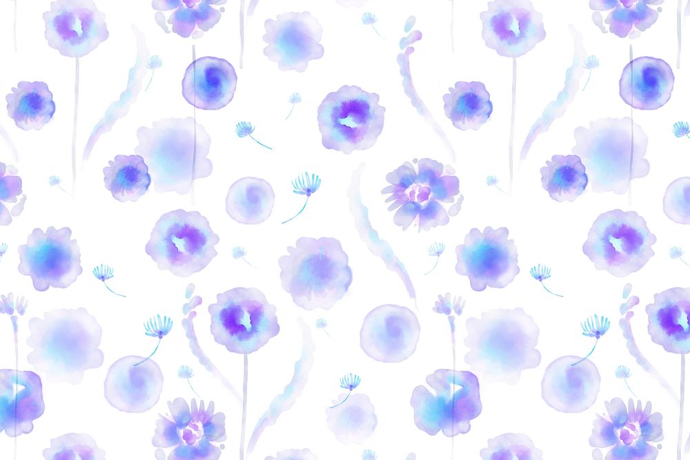 Botanical background, aesthetic watercolor blue & purple graphic