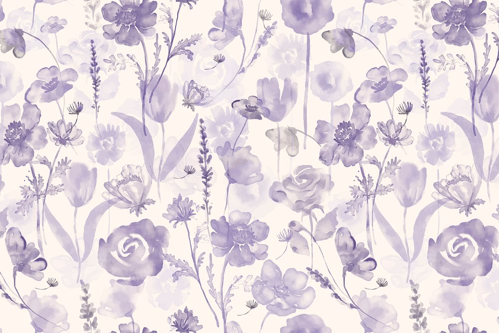 Floral background, watercolor purple flower graphic vector