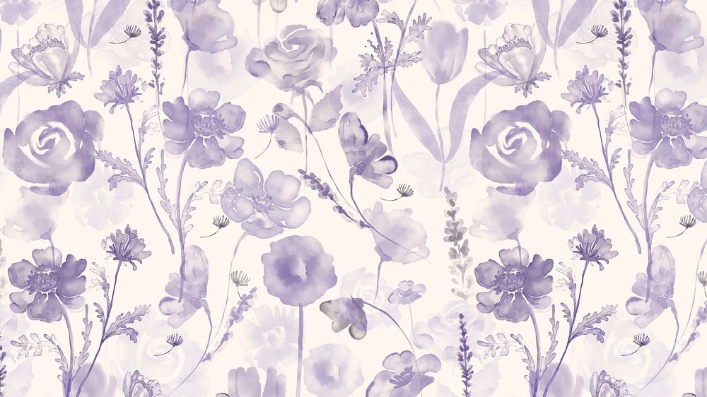 Flower computer wallpaper, floral purple graphic