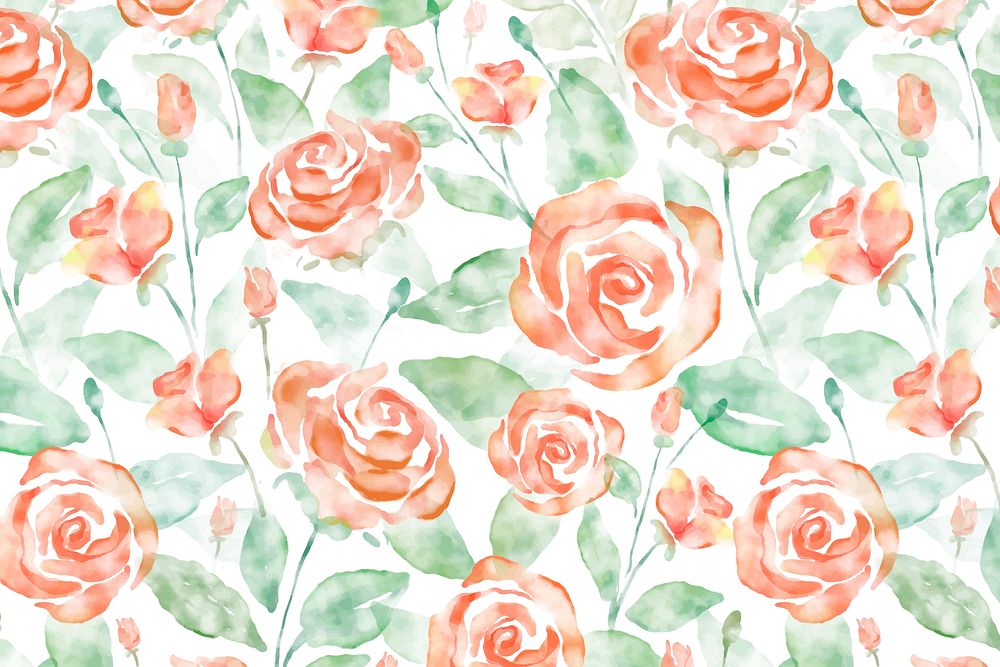 Rose flower background, watercolor orange graphic vector