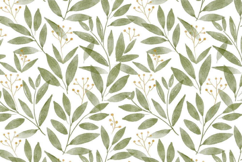 Botanical background, watercolor leaves graphic vector