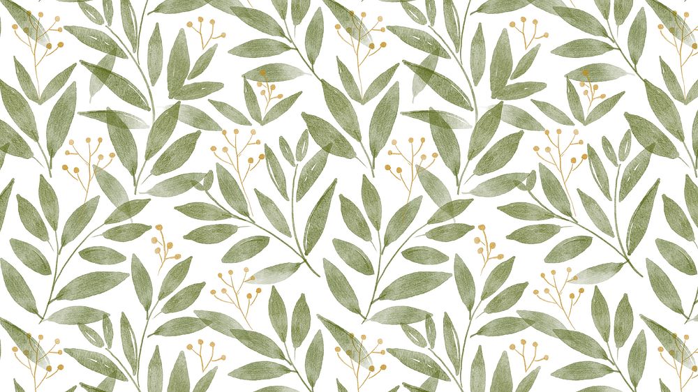 Botanical desktop wallpaper, watercolor leaf graphic
