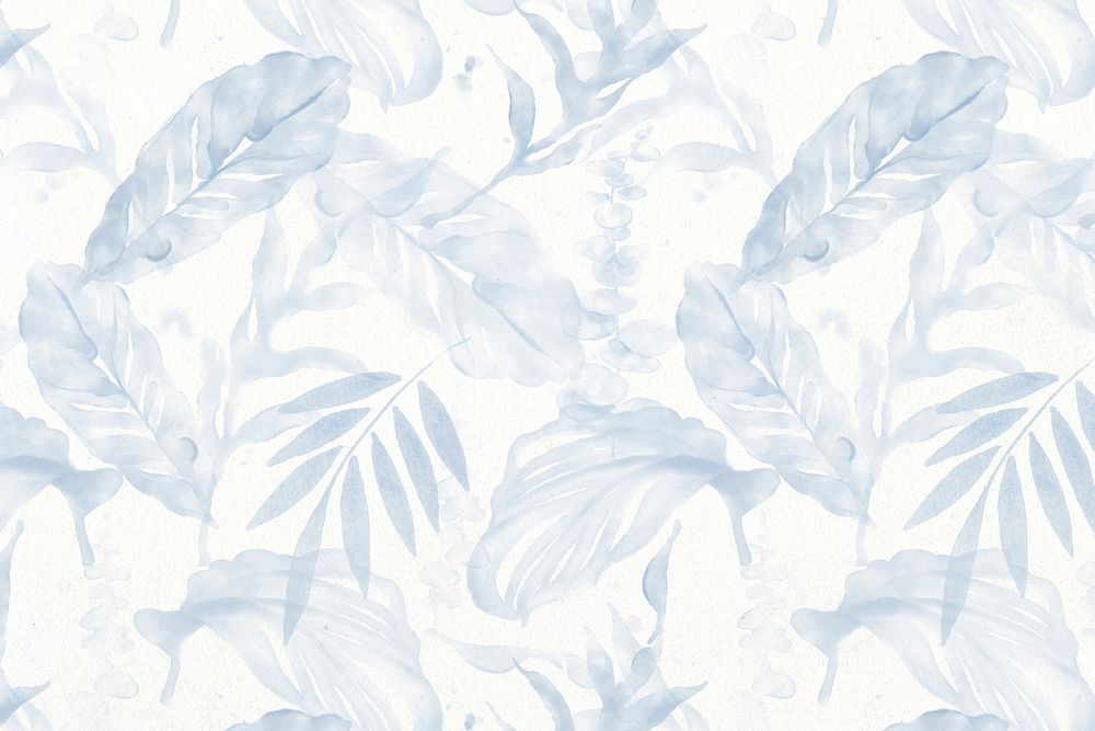 Blue botanical background, leaf graphic