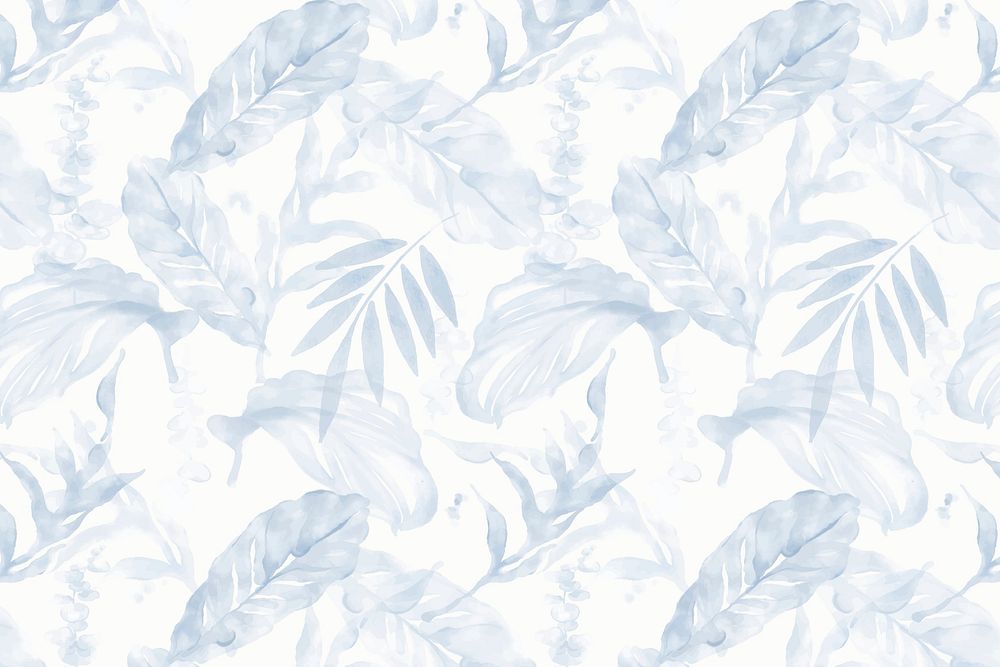 Blue botanical background, leaves graphic | Premium Vector Illustration