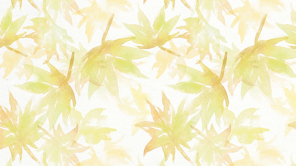 Botanical autumn computer wallpaper, watercolor leaf graphic