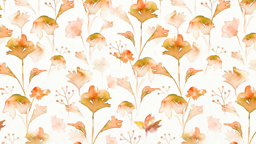 Botanical computer wallpaper, watercolor autumn graphic
