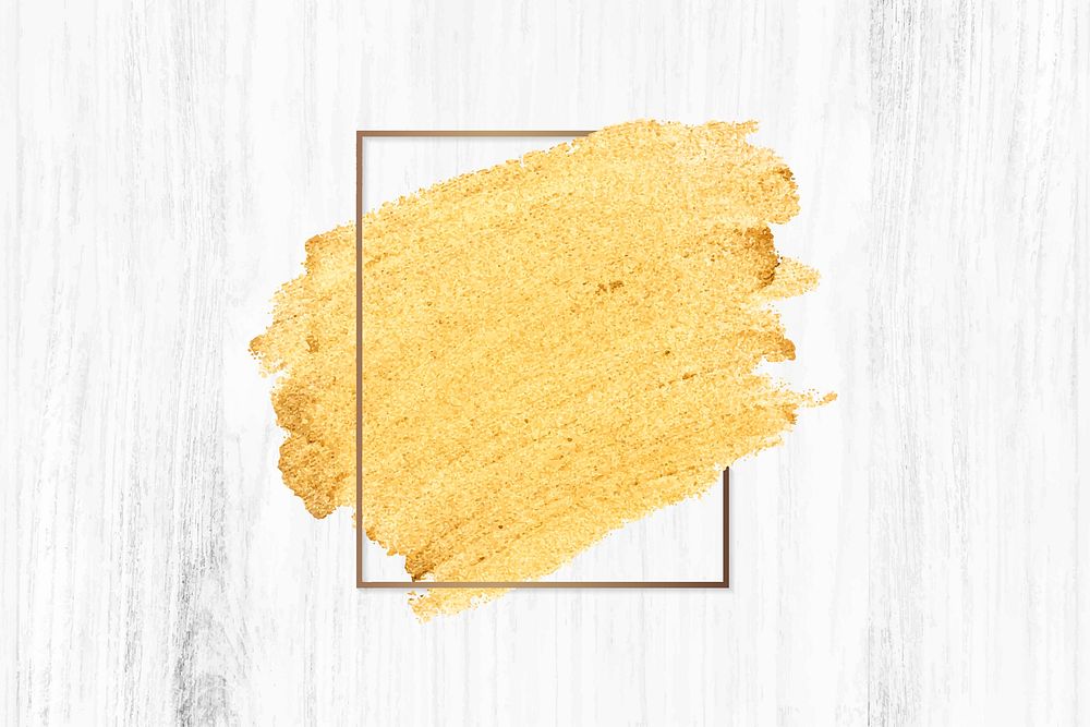 Gold paint with a golden rectangle frame on a bleached wood background vector
