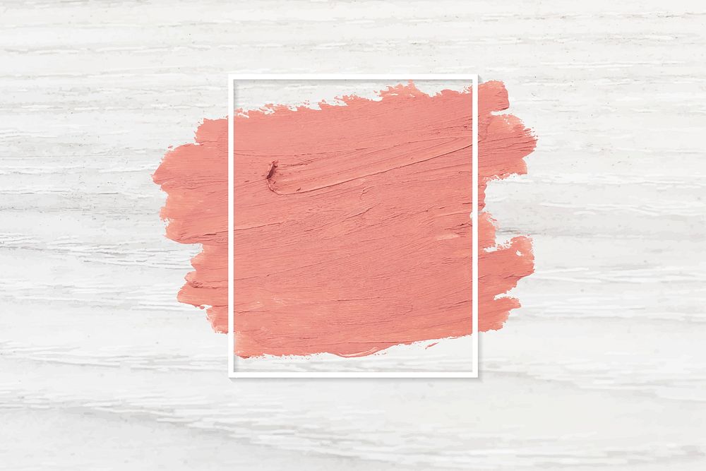 Matte orange paint with a white rectangle frame on a bleached wood background vector
