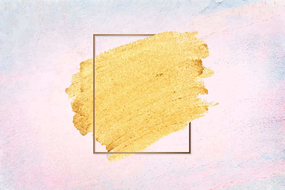 Gold paint with a golden rectangle frame on a pink background