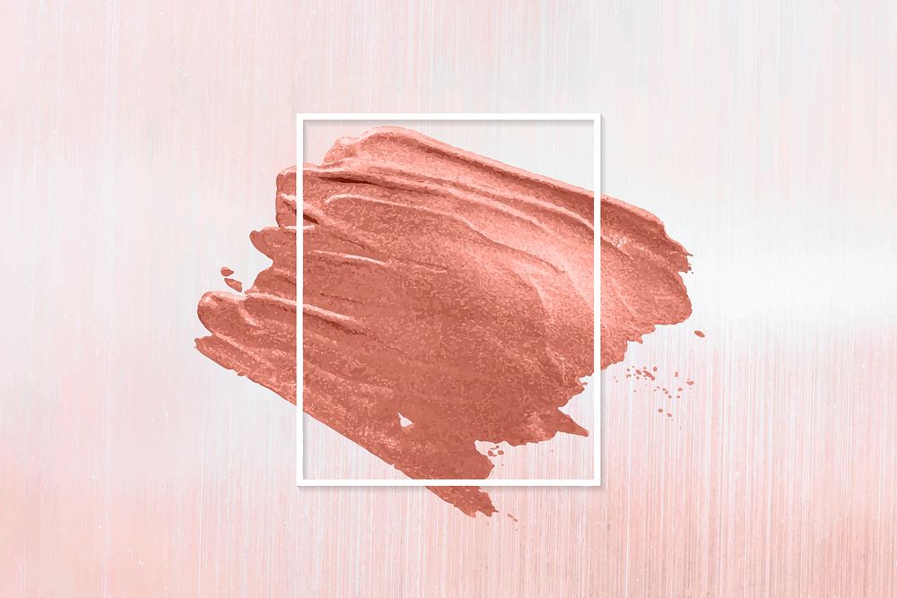 Metallic orange paint with a white frame on a paste pink background vector