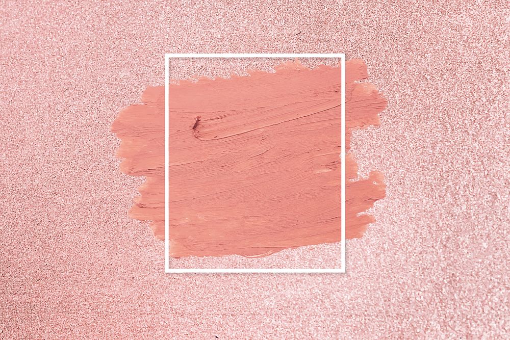 Matte orange paint with a white rectangle frame on a pink background vector