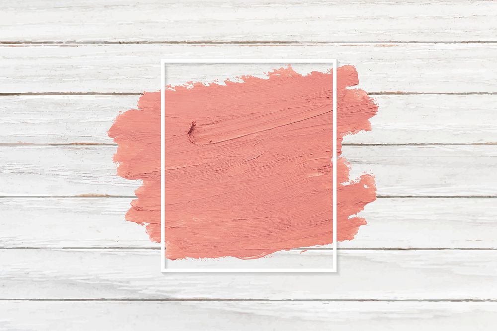 Matte orange paint with a white rectangle frame on a bleached wood background vector