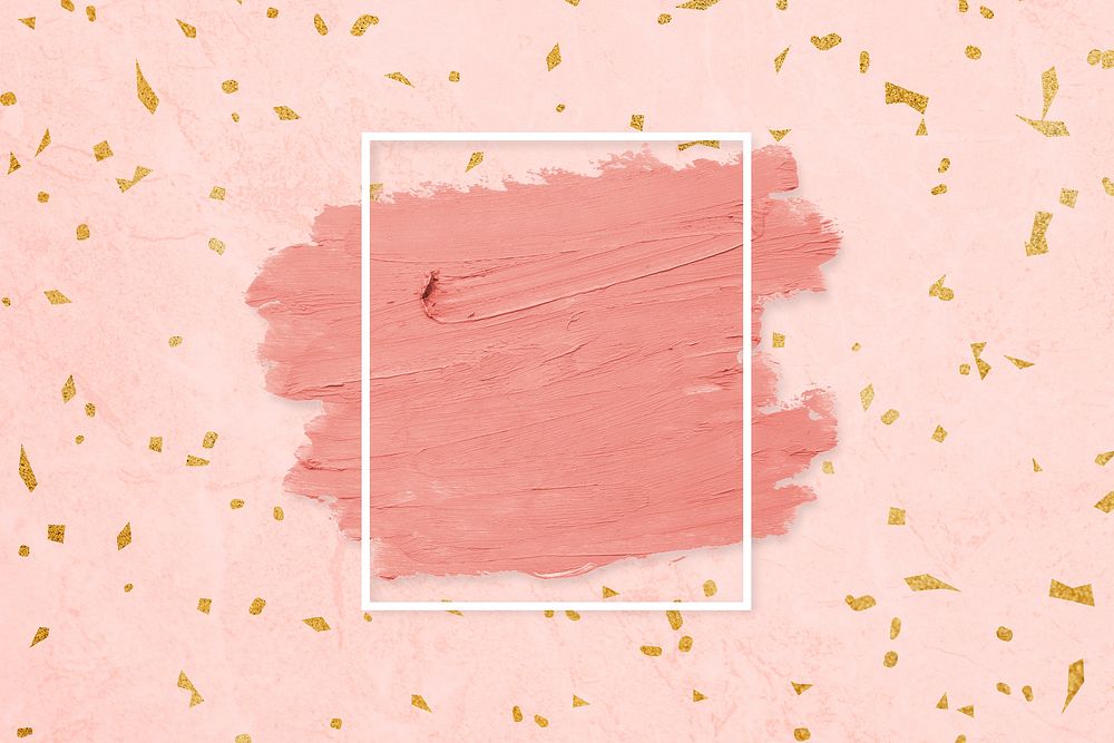 Matte orange paint with a white rectangle frame on a pastel pink background illustration