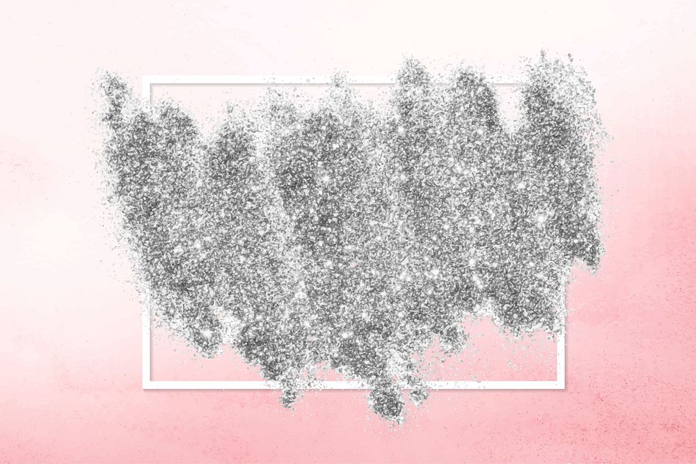 Silver glitter with a white frame on a pink and white background vector
