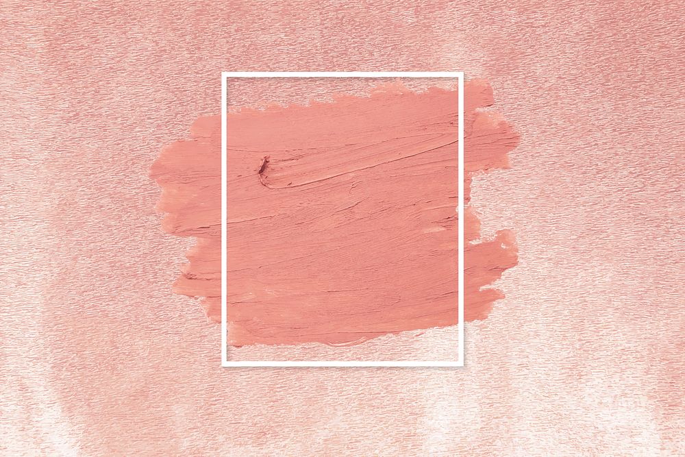 Matte orange paint with a white rectangle frame on a pink background vector