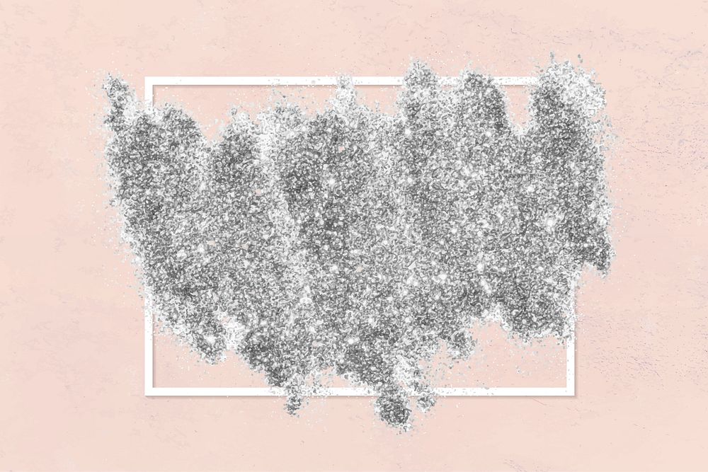 Silver glitter with a white frame on a pastel pink background vector