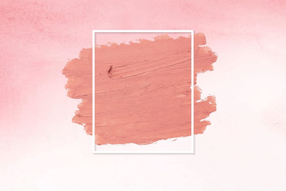 Matte orange paint with a white rectangle frame on a pastel pink background vector