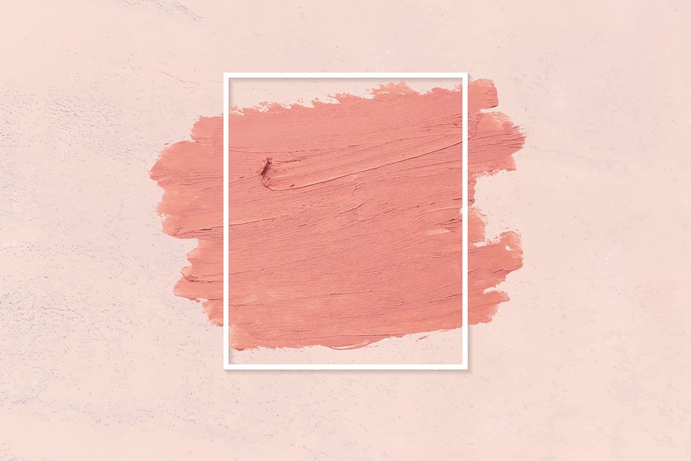 Matte orange paint with a white rectangle frame on a light pink background vector