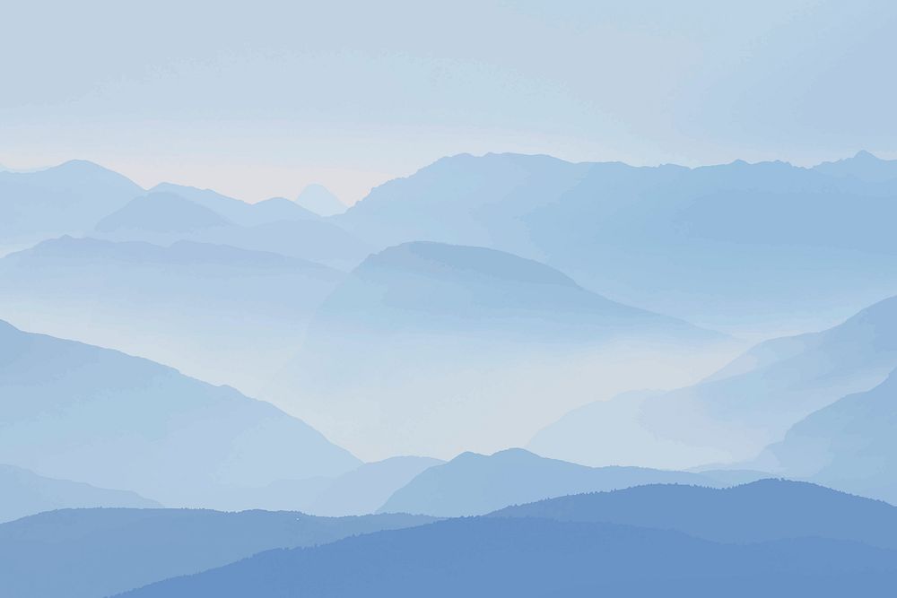 Blue landscape background, nature design vector