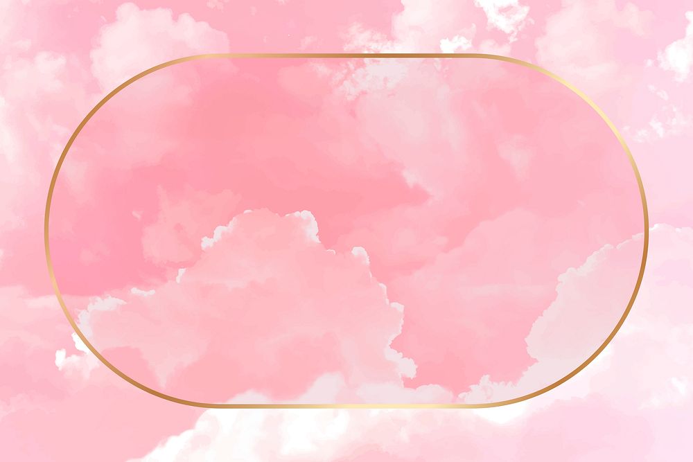 Pink cloud frame, aesthetic nature design vector