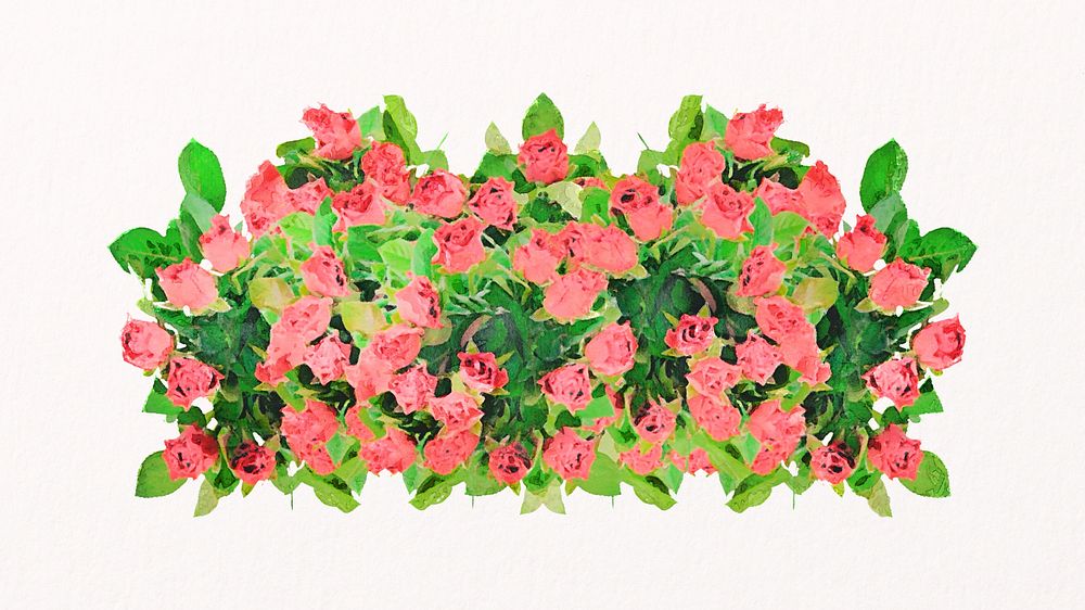 Rose bush collage element, nature design psd
