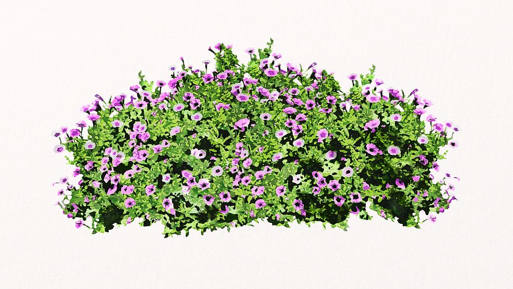 Purple flower bush collage element, nature design psd