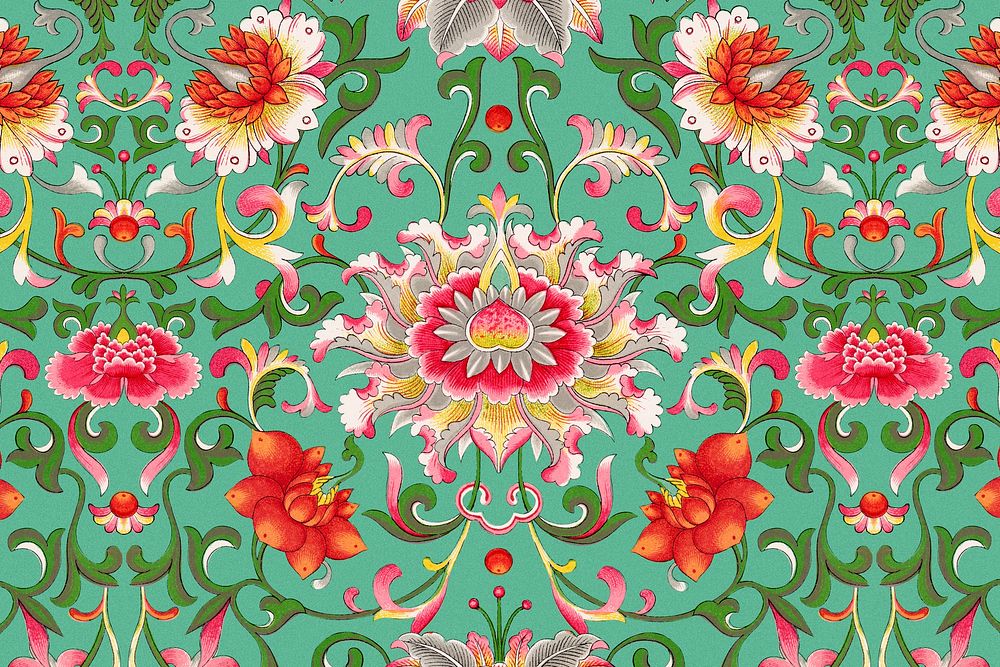 Vintage flower background, colorful oriental flower graphic psd