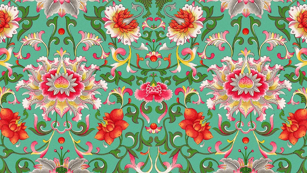 Chinoiserie flower desktop wallpaper, oriental background