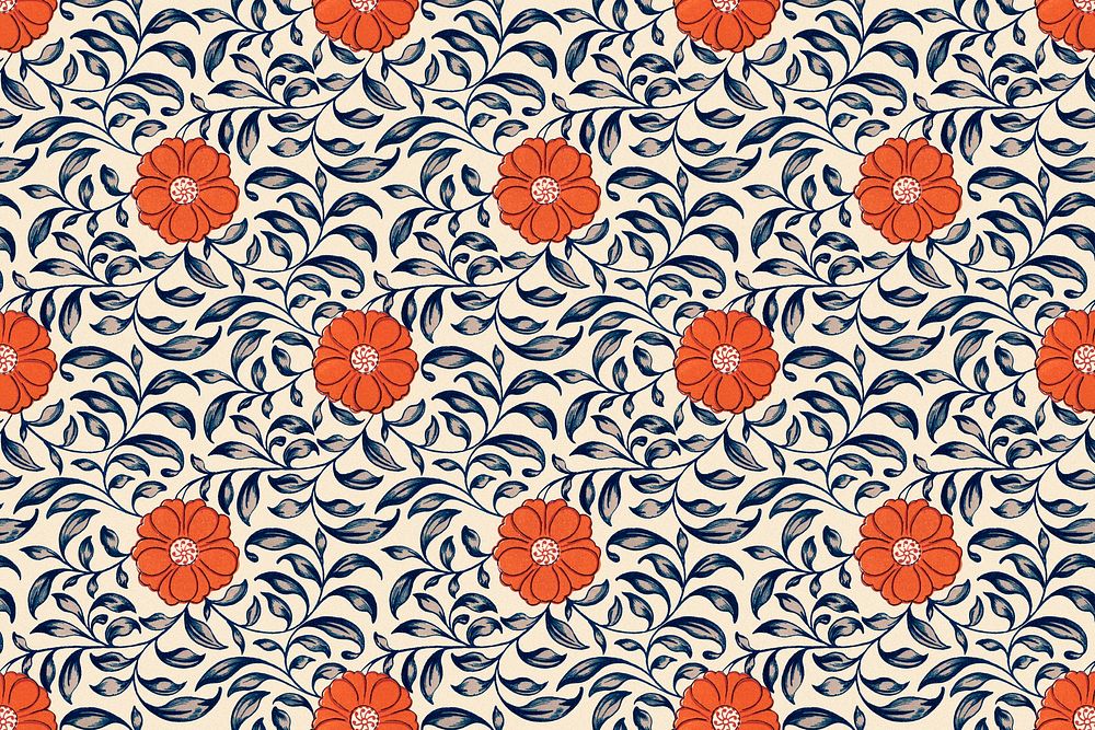 Decorative seamless pattern floral background, traditional flower art vector