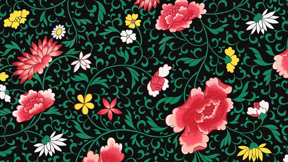 Chinese vintage flower HD wallpaper, decorative oriental art background