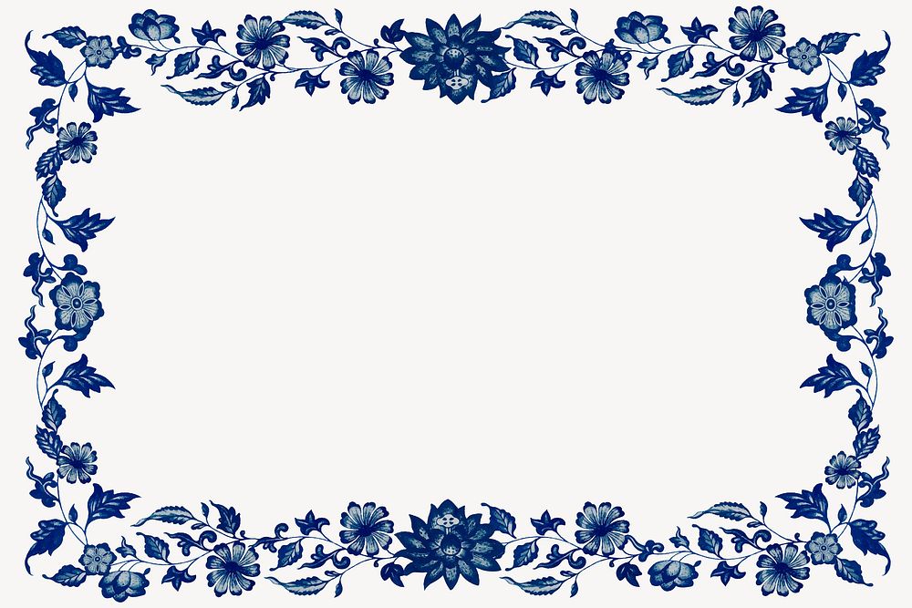 Blue vintage flower frame, decorative | Premium Vector - rawpixel