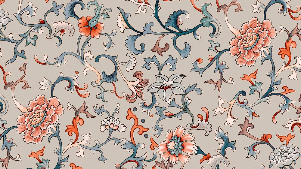 Chinoiserie flower desktop wallpaper, oriental background