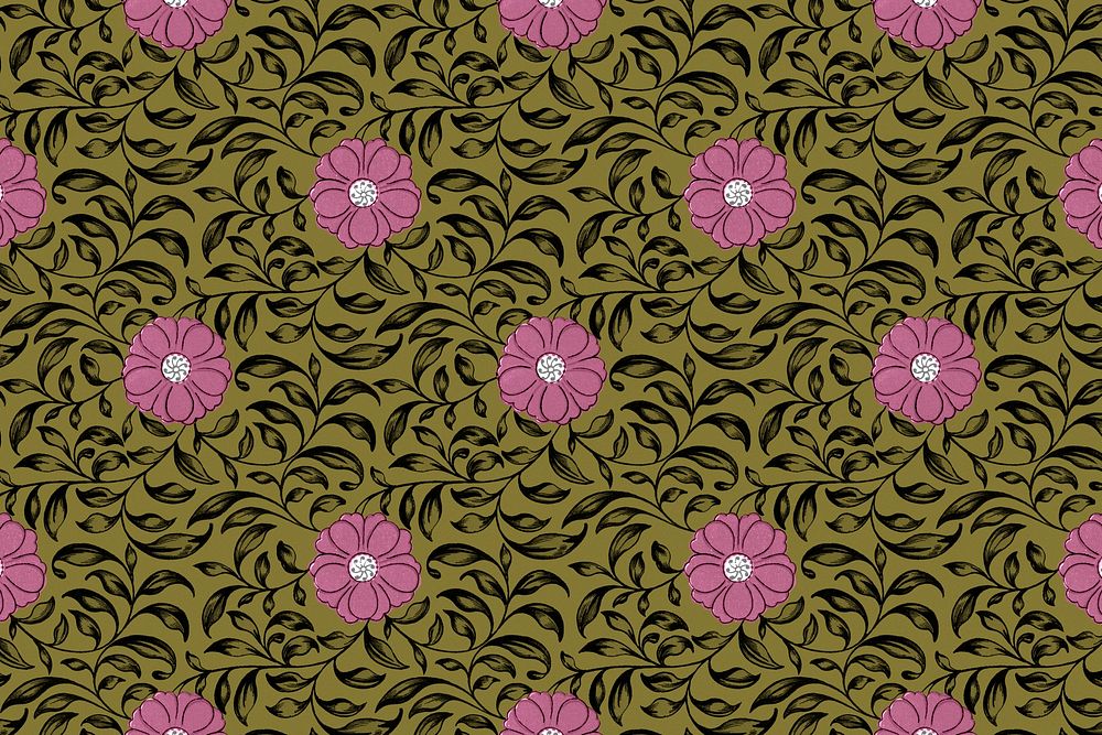 Oriental pink flower background, vintage colorful Chinese art