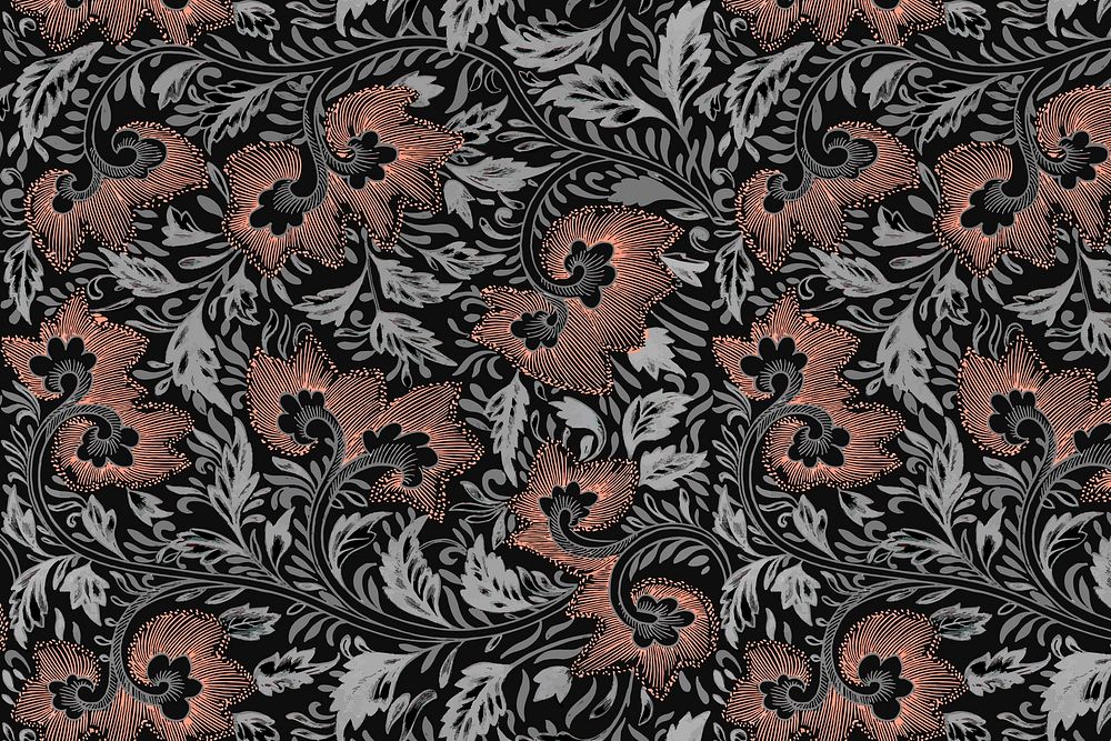 Decorative seamless pattern floral background, traditional flower art vector