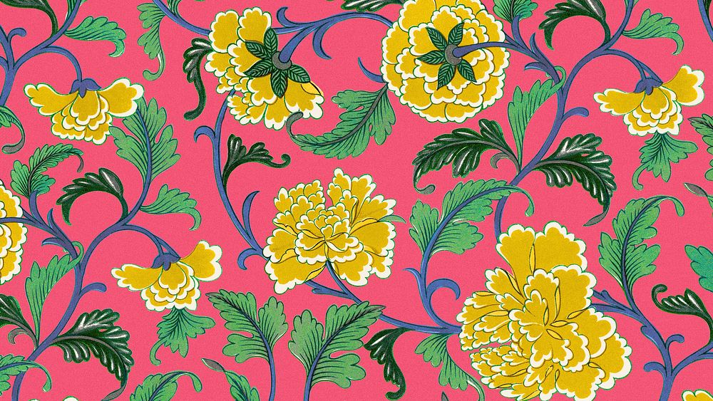 Vintage yellow flower HD wallpaper, colorful oriental flower background